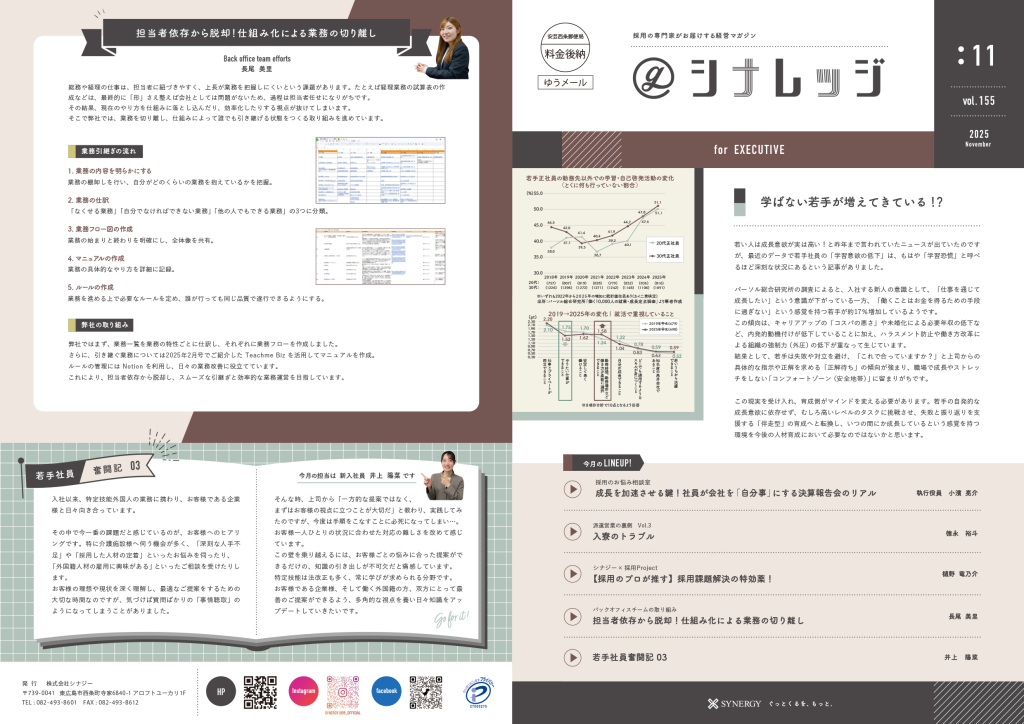経営マガジン”ぐっとシナレッジforEXECUTIVE vol.155″を発行しました!
